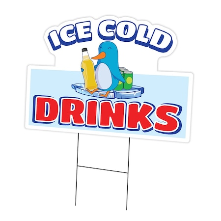 Signmission Ice Cold Drinks 2 Yard Sign & Stake outdoor plastic coroplast window, C-DC-1824-DS-Ice Cold Drinks 2 C-DC-1824-DS-Ice Cold Drinks 2