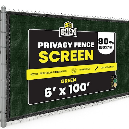 Boen Privacy Screen Fence, Green, 6ftX100ft 10-115