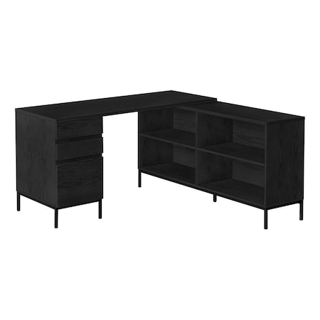 Homeroots 60" Black L Shape Computer Desk With Three Drawers 489927