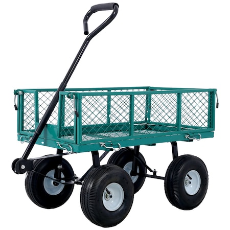 Edendirect Steel Garden Cart, Steel Mesh Removable Sides, 3 cu ft, 550 lb Capacity, Green IR-W46542634