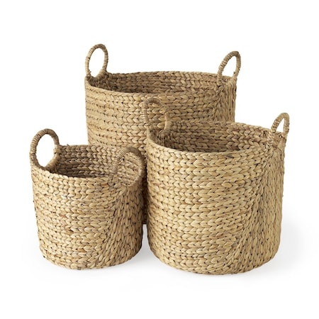Homeroots Set of Three Brown Wicker Basket, 3PK 392168