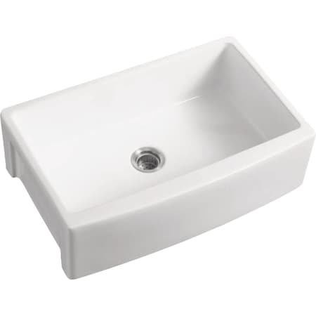 Cmi Compass Manufacturing Single Bowl 33''x21''x10'' Porcelain Undermount Curved Front Kitchen Farm Sink 132-7413