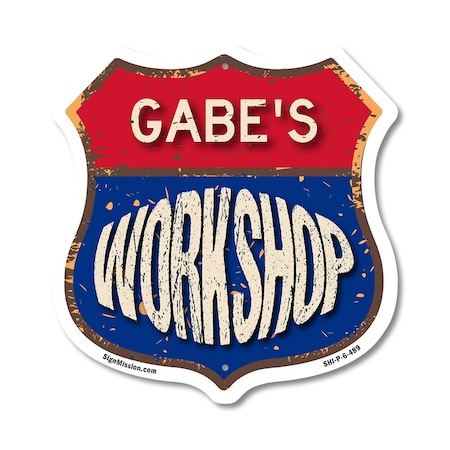 Signmission Gabe's Workshop, 6 Inch X 6 Inch, Plastic Sign SHI-P-6-489-GABE