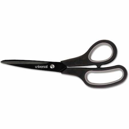 Universal One Industrial Scissors, 8" Length, Straight, Black Carbon Coated Blades, Black/Blue UNV92021***