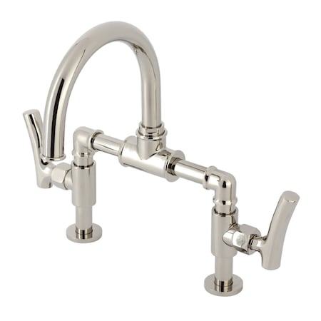 Kingston Brass Bridge Bathroom Faucet with Brass Pop-Up, Polished Nickel KS2176TKL