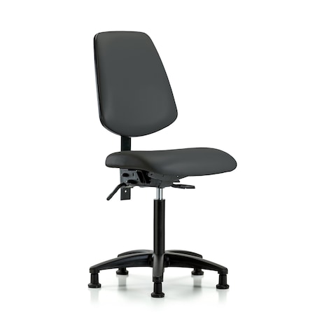 Blue Ridge Ergonomics Vinyl, Polyurethane Foam, Charcoal, 22" to 29" Seat Height, No Arms Arms, Non-Marring Glides BR-VMBCH-MB-RG-T0-A0-NF-RG-8605