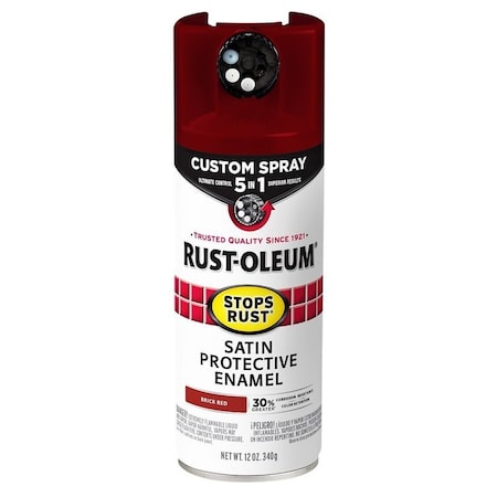 Rust-Oleum Rust Preventative Spray Paint, Satin, Brick Red, 12 oz, Can 385008