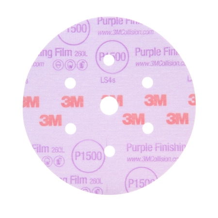3M 3M Purple Finishing Film Abrasive Disc, 78072, 6 in, Dust Free, P600, 4PK 260L