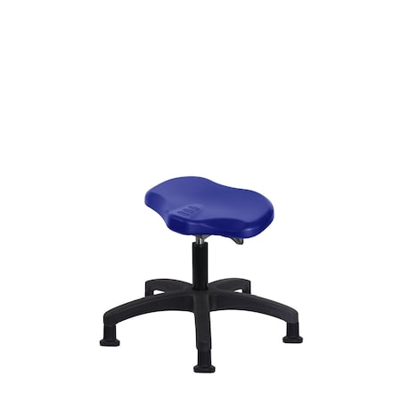 Blue Ridge Ergonomics Polyurethane Ray Sit-Stand Stool - Desk Height with Stationary Glides in Blue Polyurethane PRPDHSO-RG-RG-BLU