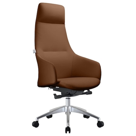 Leisuremod Celeste High-Back Office Chair in Upholstered Leather & Iron Frame with Swivel & Tilt, Dark Brown COT20DBRL