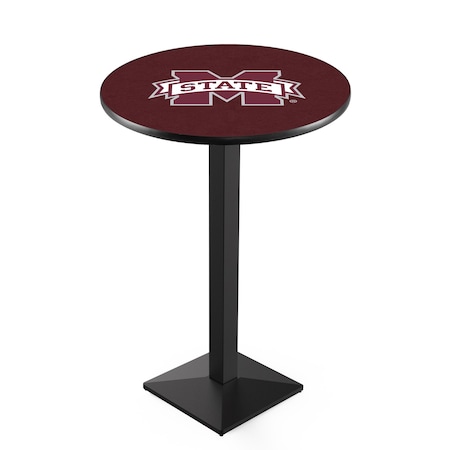 Holland Bar Stool Co 42" Blk Wrinkle Mississippi State Pub Table, 36" dia. Top L217B4236MssStU