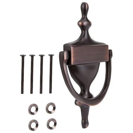 Prosource Door Knocker, Brass, Venetian Bronze, 6-5/16 in Mounting Hole Center to Center HR4004VB-PS