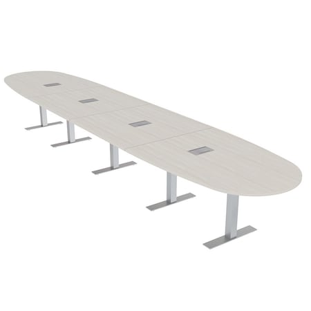 Skutchi Designs 18 Person Conference Table With Power Unit | 18' Boval Table | Harmony Series HAR-BOVL-48X216-T-K458-ESIL