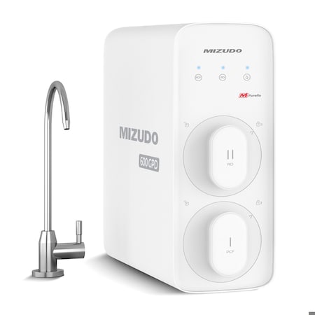 Mizudo 600 GPD, 8-Stage Reverse Osmosis Filtration System, 2:1 Pure to Drain WP600A0W