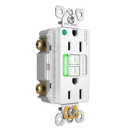 Legrand GFCI, 15 A, 125V AC, White, Plastic 1597HGTRPIW