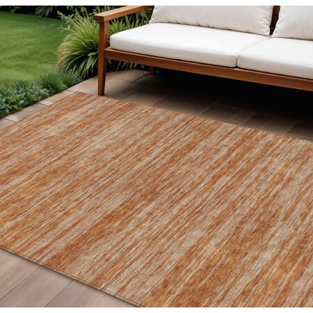 Homeroots 9' X 12' Copper And Rust Abstract Washable Indoor Outdoor Area Rug 613089