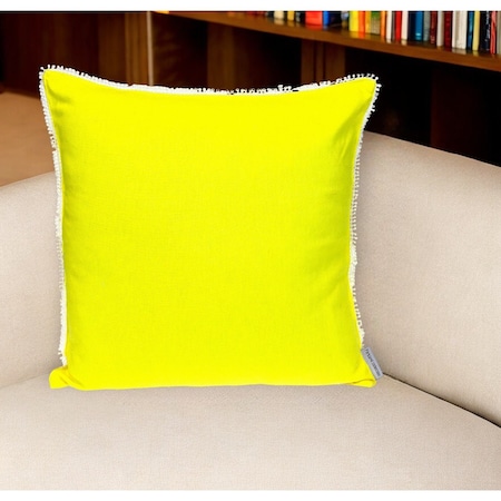 Homeroots 20" Yellow Cotton Throw Pillow 529316