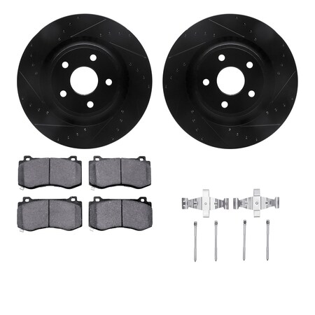Dynamic Friction Co DFC Rotors-Drilled & Slotted-Black w/ EURO 5000 Ceramic Brake Pads Incl Hdw 8612-42000