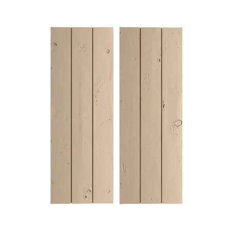 Ekena Millwork Rustic Three Board Joined Board-n-Batten Knotty Pine Faux Wood Shutters w/No Batten, 16 1/2"W x 42"H SHUBJN16X42KPPR