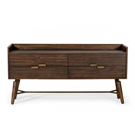 Homeroots 63" Brown Solid Wood Four Drawer Double Dresser 473102