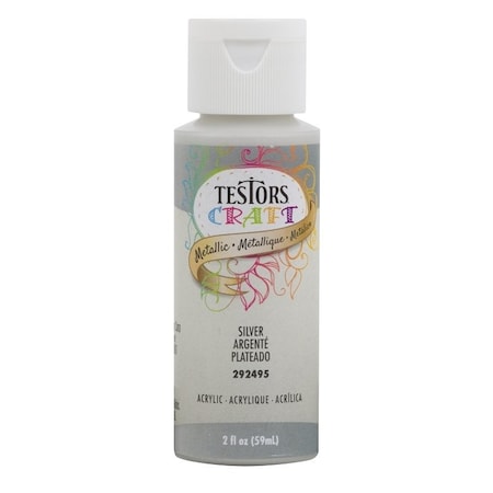 Testors Craft Paint, Silver, 2 oz, Bottle 292495A