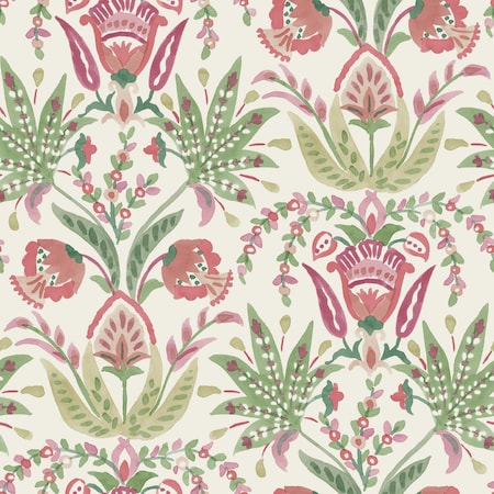 York Wallcoverings Seaside Jacobean Green and Red Wallpaper MN1914