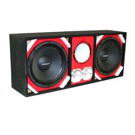 Deejay Led Loaded Box w/Two Despacito Heavy Duty 12-in Woofers One Horn and w/Two Bullet Tweeters RED TBH12RED