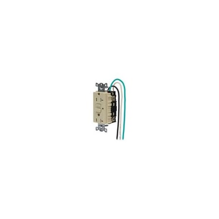 Hubbell 20A 125V Tamper-Resistant GFCI Receptacle with LED, Ivory GFTR20I
