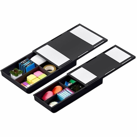 Bostitch Konnect Under Desk Drawer, Self-Adhesive Slide Out Storage Organizer, Black, 2PK KT2-DRWR-BLK