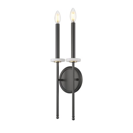 Z-Lite Gaultier Matte Black+Modern Gold 2 Light Wall Sconce 6100-2S-MB