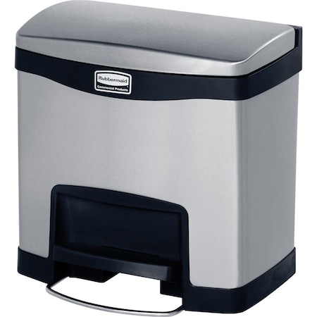 Rubbermaid Commercial Slim Jim Step-On 4 gal Rectangular Step-On Can, Black, Foot Pedal, Stainless Steel, 13 7/8 in 1901982
