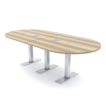 Skutchi Designs 8ft Conference Table With Power Unit | 8 Person Modular Racetrack Meeting Table | Harmony Series HAR-RAC-48X96-T-K525-ESIL