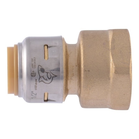 Sharkbite Max Pipe Coupling, 1/2 in PTC x 3/4 in FNPT, Brass, 250 psi Pressure UR068A