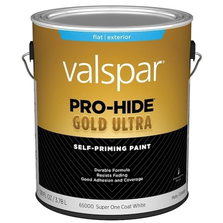 Valspar Pro-Hide Gold Ultra 6500 Latex Paint, Acrylic Base, Flat Sheen, Super One Coat White, 1 gal 028.0065000.007
