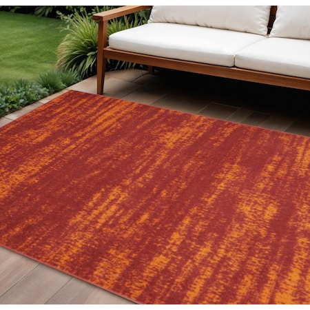 Homeroots 8' X 10' Red And Orange Abstract Indoor Outdoor Area Rug 545547