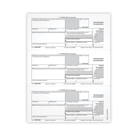 Tops Tax Forms, 1099-NEC, Fiscal Year: 2021, One-Part (No Copies), 8.5 x 3.67, 50PK LNECREC-S