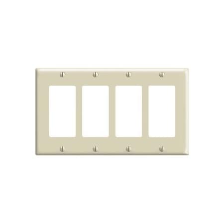 Leviton Decora Wallplate, Standard Size, Gang 4, Ivory 80412-I