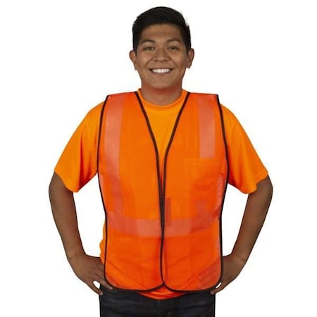 Cor-Brite Safety Vest, Non Rated, Orange Mesh V100