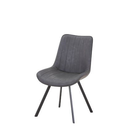 Homeroots Set of Two Gray and Black Faux Leather and Wood Dining Side Chairs, 2PK 716278