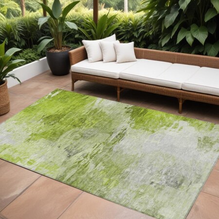 Homeroots 8' X 10' Artichoke Green And Lime Green Abstract Washable Indoor Outdoor Area Rug 577700