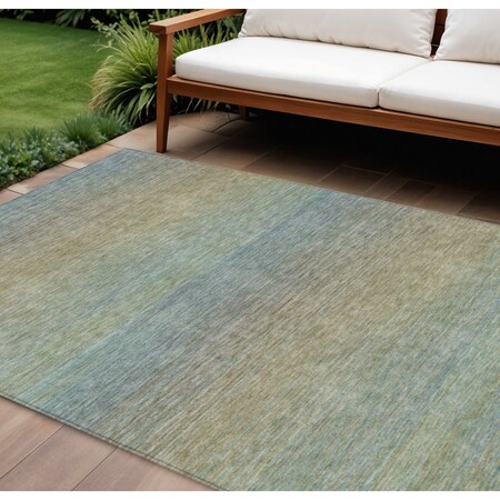 Homeroots 9' X 12' Blue Striped Washable Indoor Outdoor Area Rug 608799