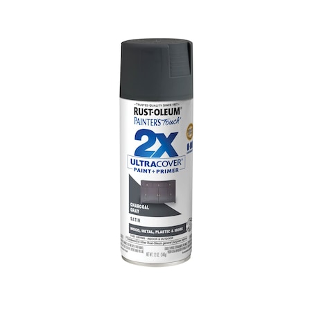 Rust-Oleum Spray Paint, Charcoal Gray, Solvent, 12 Oz 350373