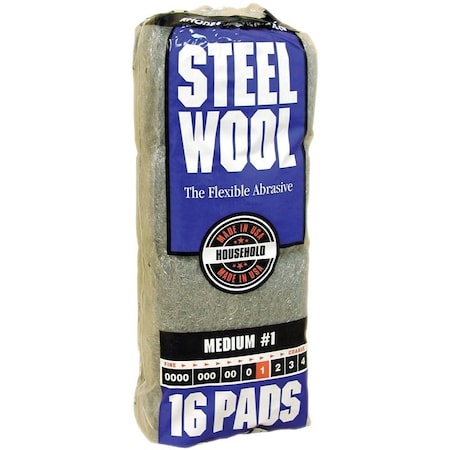 Homax Steel Wool, No 1 Grit, Medium, Gray 106604-06