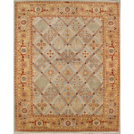 Pasargad Home Azerbaijan Collection Hand-Knotted Lamb's Wool Area Rug- 9' 2 in. X 12 ft. 0 in. L. Blue P-51 9x12