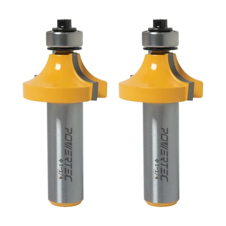 Powertec R3/8 in. Roundover Router Bit, 1-1/4 in. Cutting Diameter, 1/2 in. Shank, 5/8 in. Depth, 2PK 73049-P2N