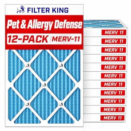 Filter King 20x25x4 Air Filter, MERV 11, Standard Capacity, Actual Size: 19.5x24.5x3.75 FK20X25X4-M11-12