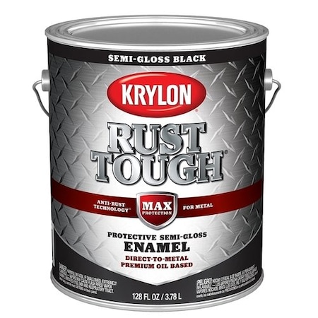 Krylon Rust Tough Oil-Based Semi-Glossr Rust Control Enamel, Black, 1 Gal. K09735008