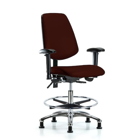 Blue Ridge Ergonomics Medium Bench Chair Adjustable Arms, 22" to 29" Height, Vinyl, Burgundy BR-VMBCH-MB-CR-T0-A1-CF-RG-8569