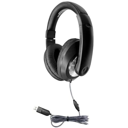 Hamiltonbuhl Hamilton Buhl ST1BKU Smart-Trek Deluxe Stereo Headphone with In-Line Volume Control & USB Plug ST1BKU