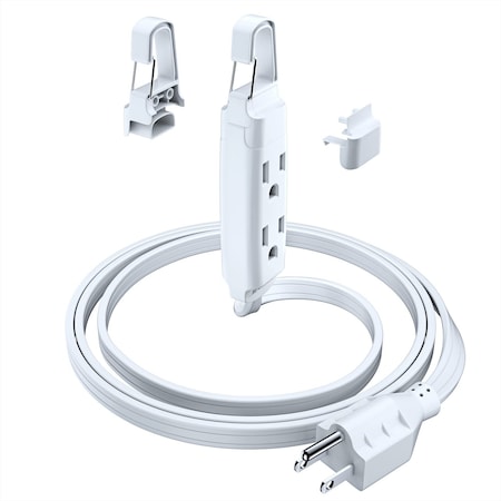 Maximm 4ft 16AWG 3-Outlet Extension Cord w/ Removable Hook, UL, White ADW-180-C104-WH